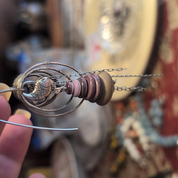 Sterling Silver Wampum&Beach Stone Earrings Jewelry - 💥SOLD💥"New"Sterling Silver Dangle Earrings With Wampum&Beach Stone